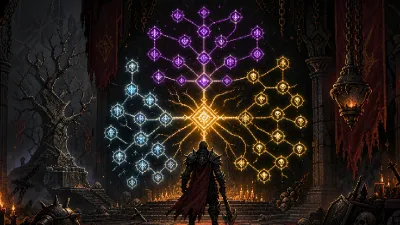 Hero Siege adventurer facing a vast glowing Incarnation Tree of prestige nodes