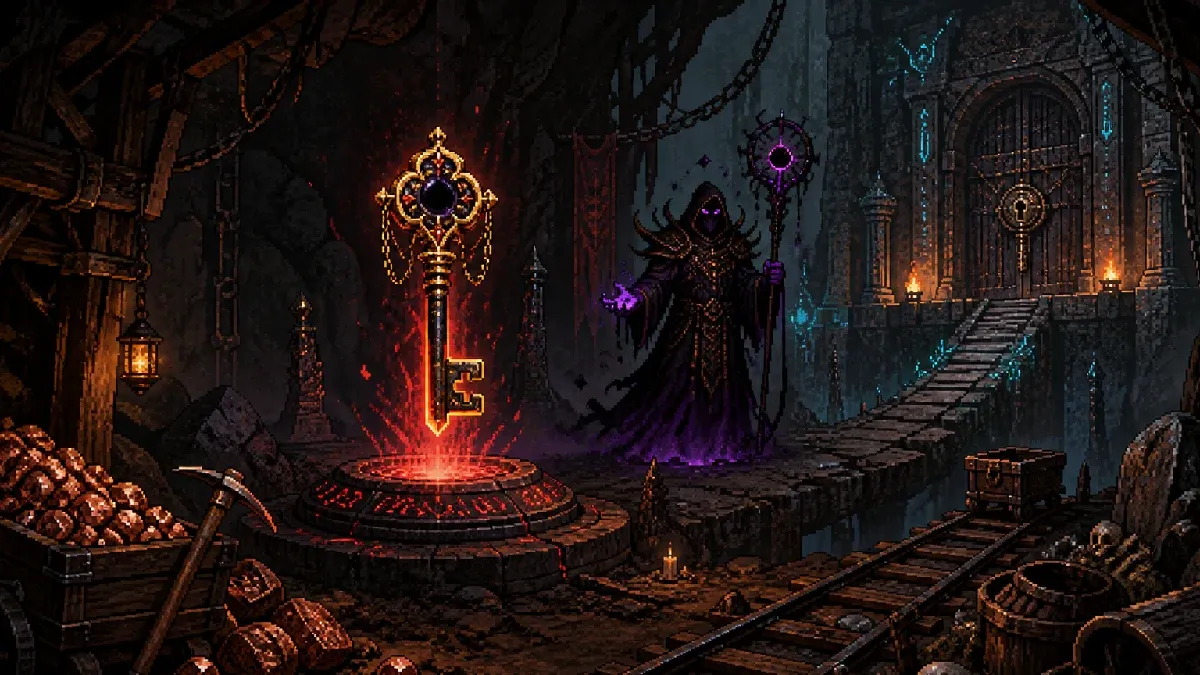Mysterious Key between a copper mine, void sorcerer, and sealed Dhorn Farum door
