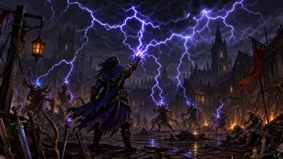 Stormweaver calling down a lightning strike in the Town of Inoya