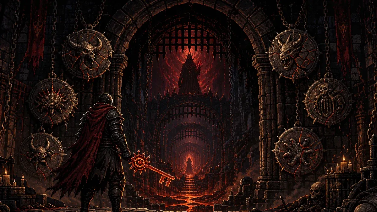 Hero Siege adventurer unlocking successive Hell gates marked by required boss seals
